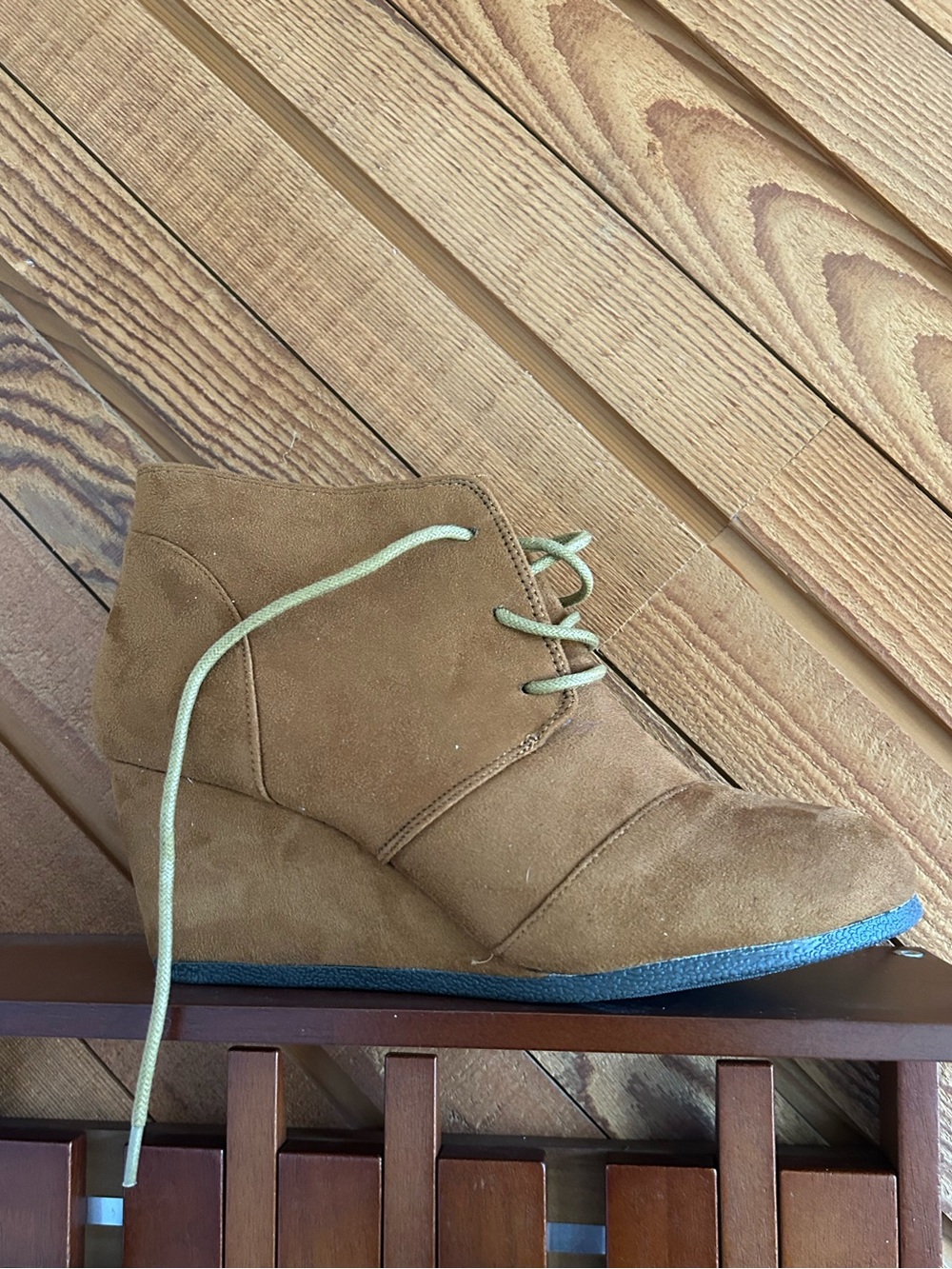 Dream Pairs Chestnut Suede Lace-Up Wedge Ankle Booties - Picture 2 of 4